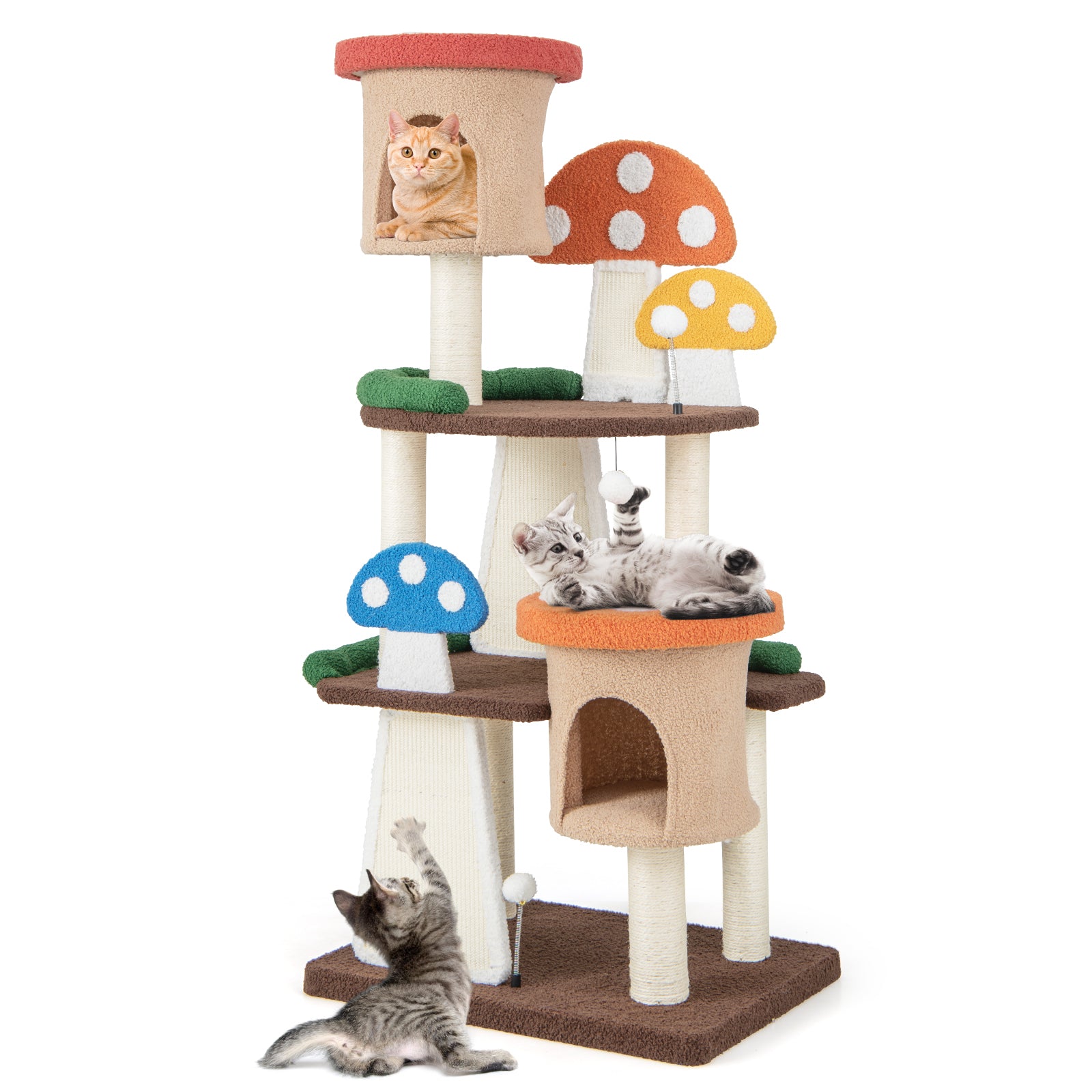 4-In-1 Cat Tree Multi-Layer Cat Tower with 2 Condos and Platforms-Multicolor