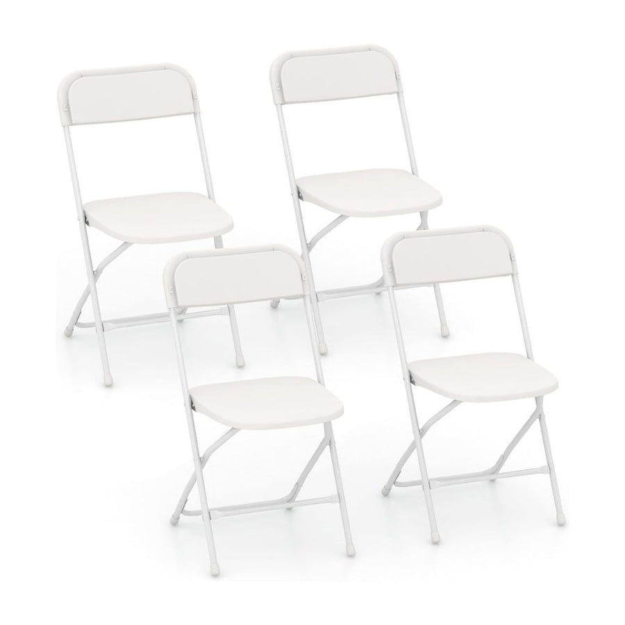 4 Pack Metal Folding Chairs with Plastic Seat and Back-White