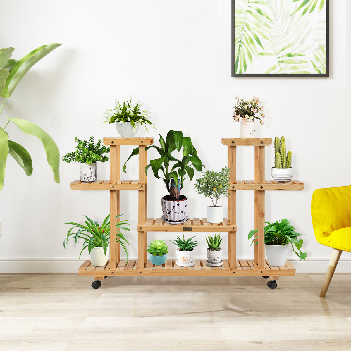 4-Tier Flower Plant Stand Shelf with 8 Shelves-Natural