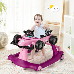 4-in-1 Baby Push Walker with Adjustable Height and Speed in Cream Pink