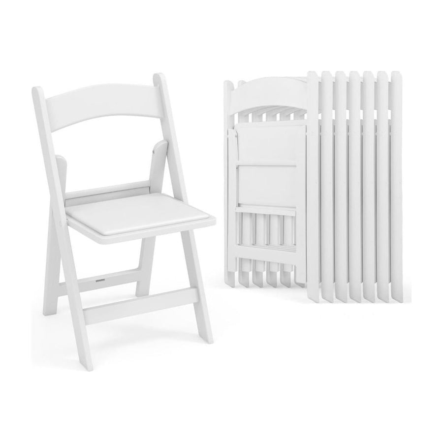 8 Pack All-Weather Folding Dining Chair Set with Padded Seat and Back -White