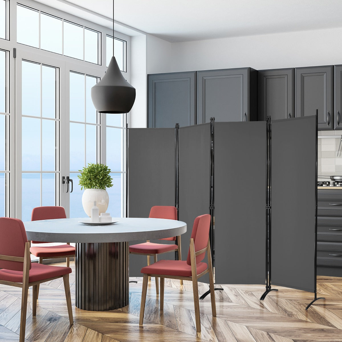 4 Panel Wall Privacy Screen Protector for Home-Grey