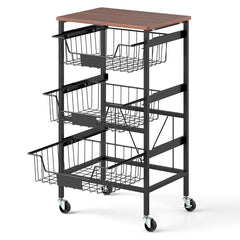 4/5-Tier Kitchen Storage Cart with Wooden Top and DIY Chalk Labels-4-Tier