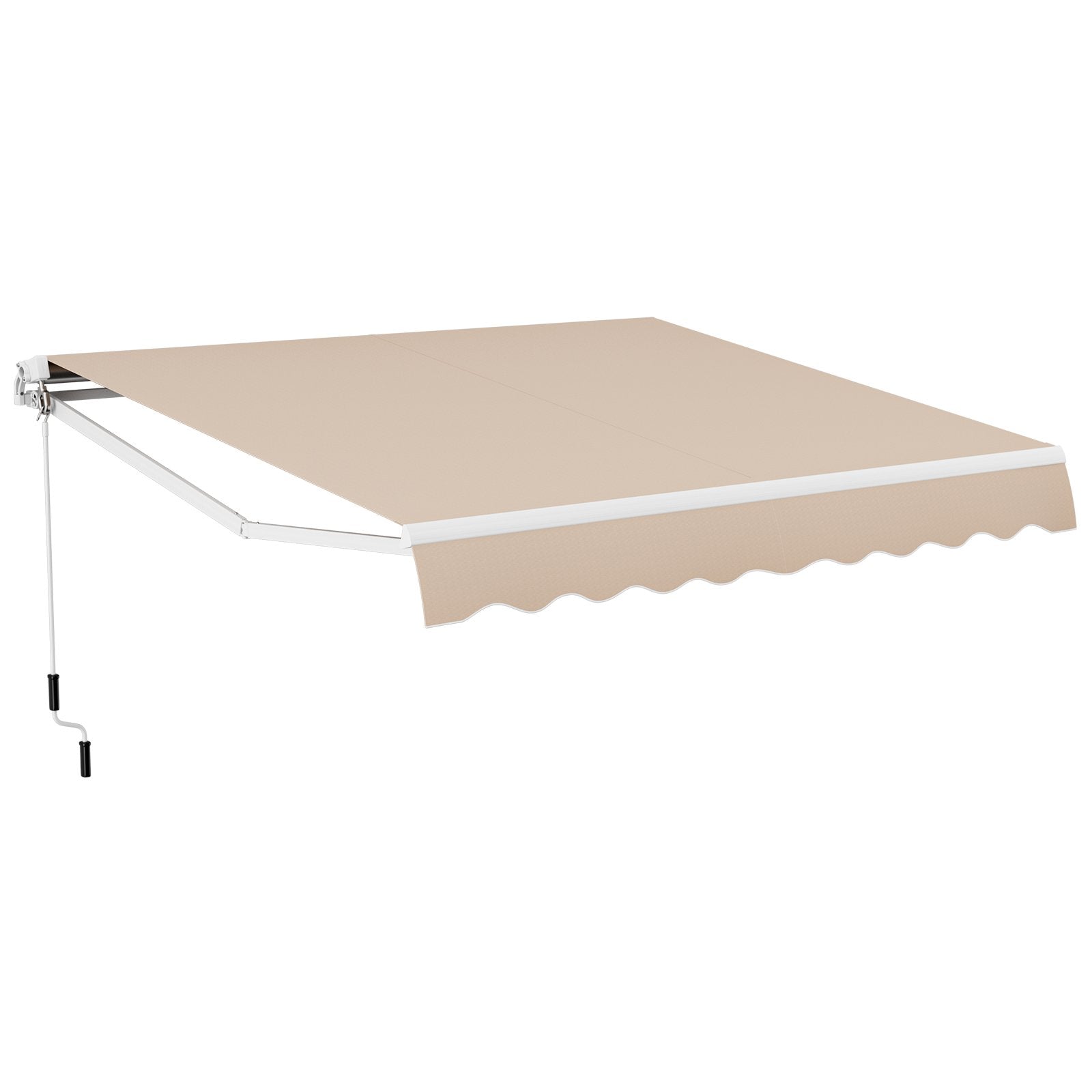 4 x 2.5 m Patio Retractable Awning with Manual Crank Handle-Beige