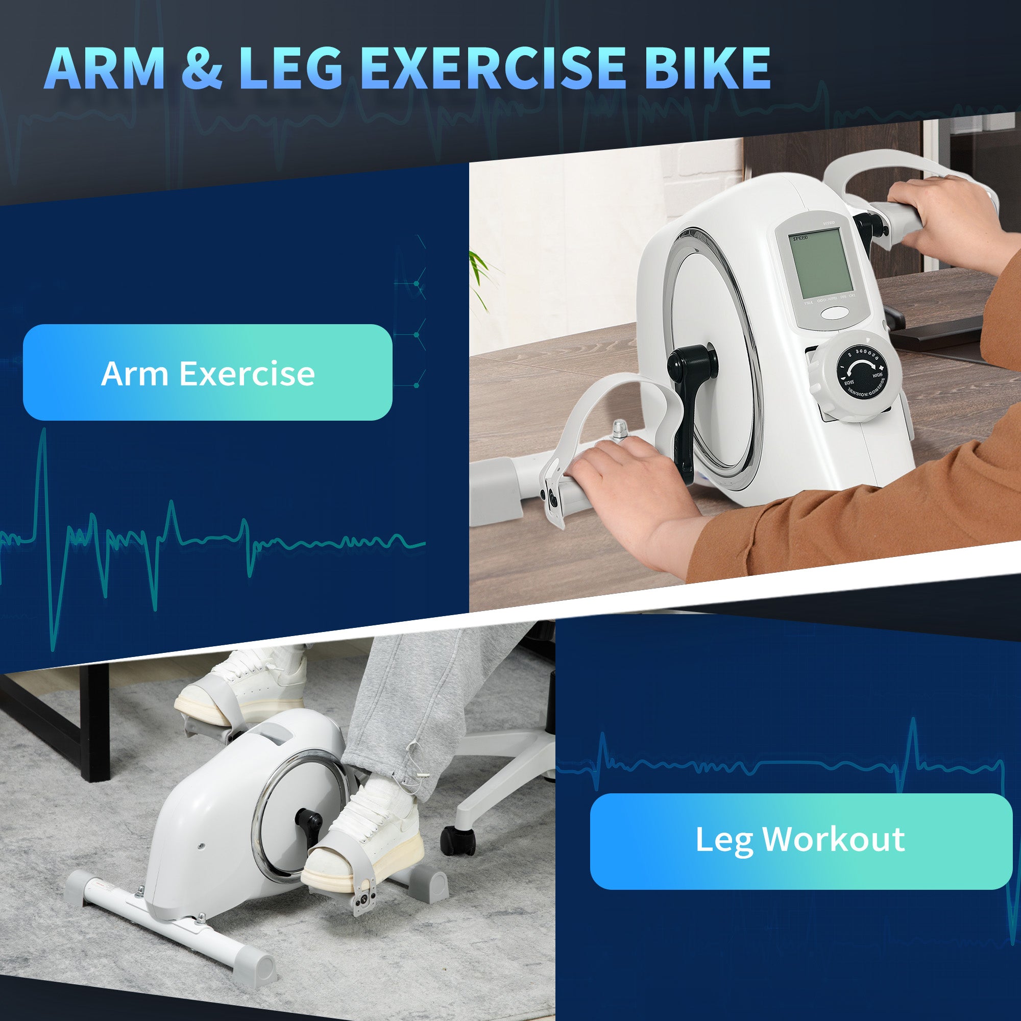 SPORTNOW Pedal Exerciser with Eight Level Magnetic Resistance, with Eight-Level Magnetic Resistance, White