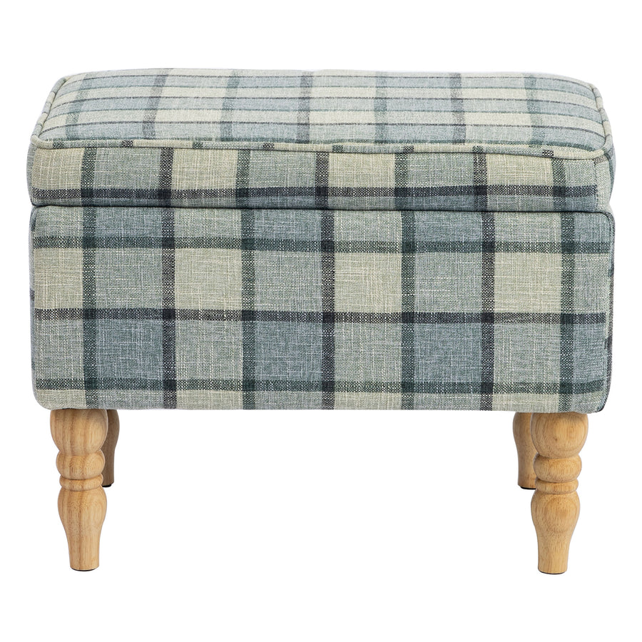 HOMCOM Linen Fabric Upholstered Footstool, Rectangular Storage Stool with Removable Top, Padded Seat and Hidden Space, Grey