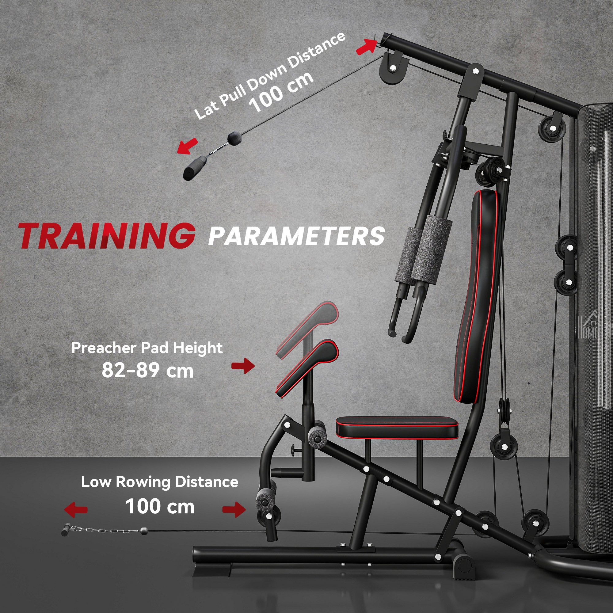 HOMCOM Multifunctional Home Gym Equipment Workout Station, Chest Station, Butterfly Press & Leg Developer, 45kg Weight Stack Multi Gym Machine Fitness Equipment for Full Body Fitness