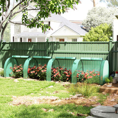Outsunny PE Tunnel Greenhouse Green Grow House Steel Frame for Garden Backyard with Zipper Doors 395 x 100 x 80cm, Green