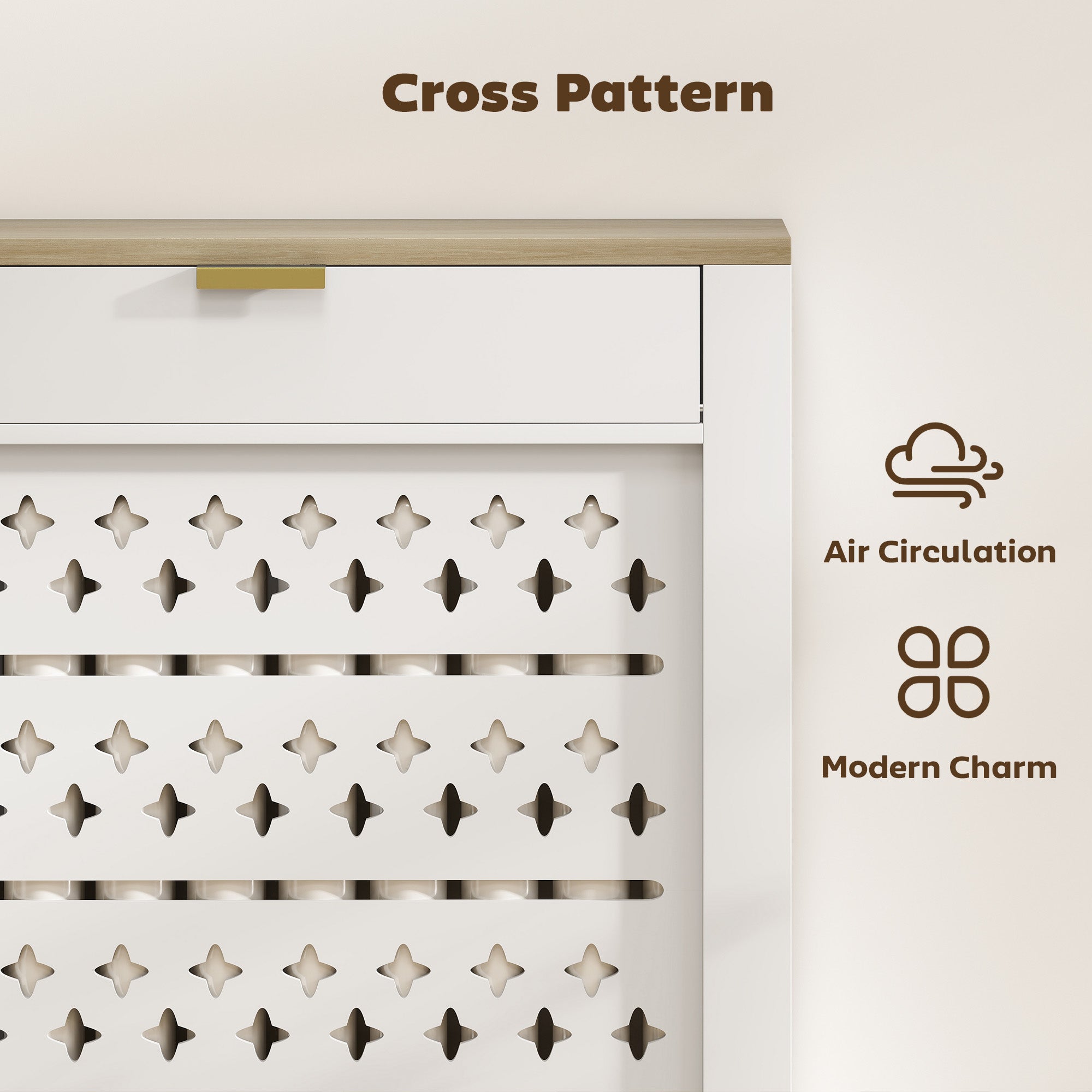 HOMCOM 78 x 19 cm Minimal Radiator Cover, with Drawer - White