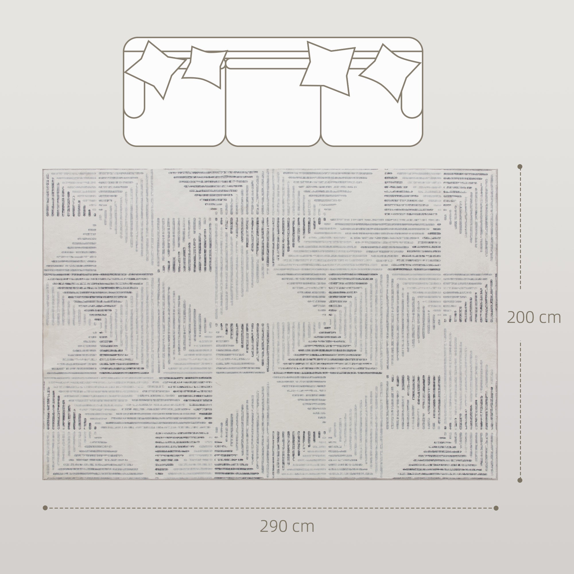 HOMCOM Modern Area Rug, Geometric Pattern Non-Slip Washable Rug, Soft Floor Carpet for Living Room, Bedroom, Dining Room, Home Office, 290 x 200 cm, Grey