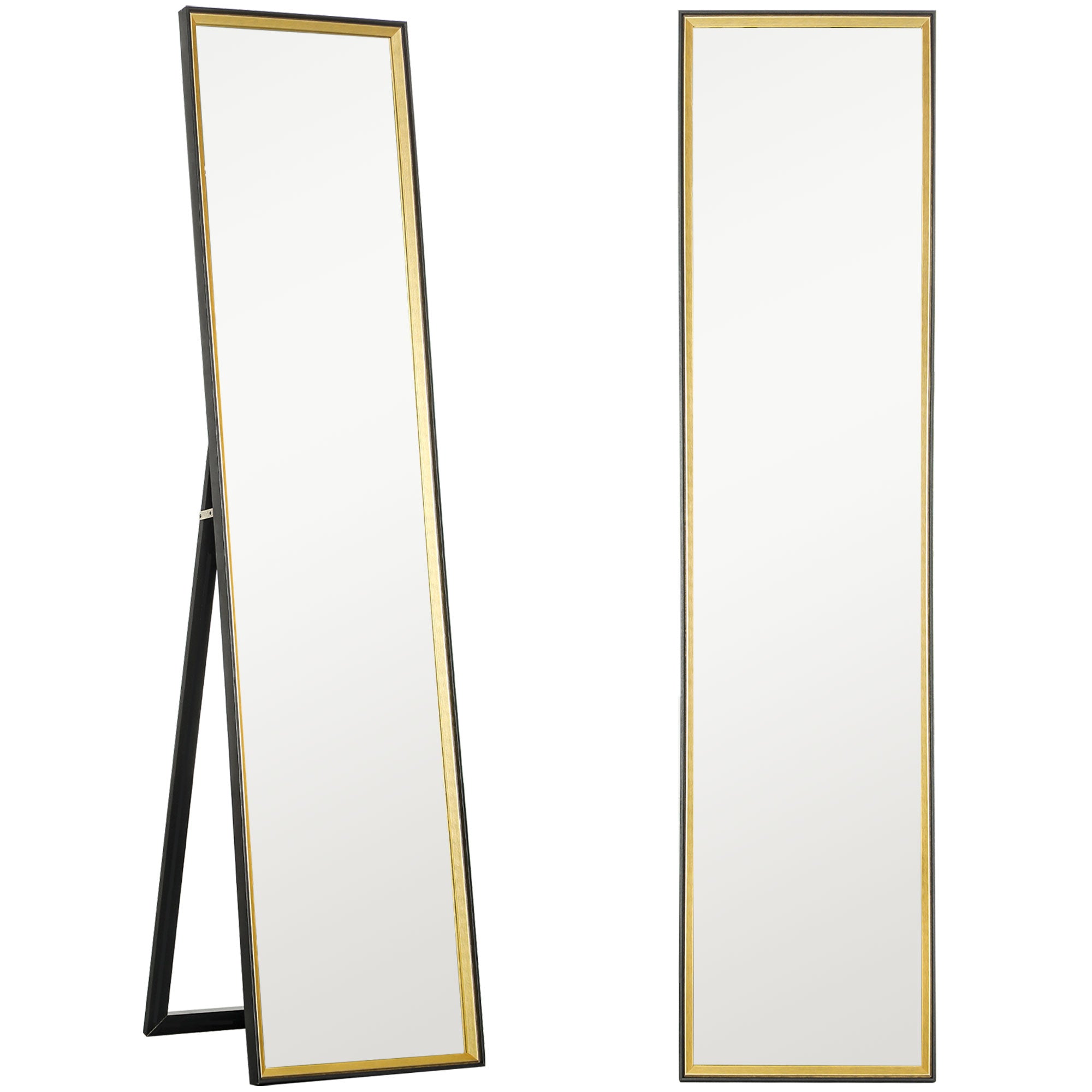 HOMCOM 157 x 37cm Elegant Full-Length Mirror - Black/Gold-Tone