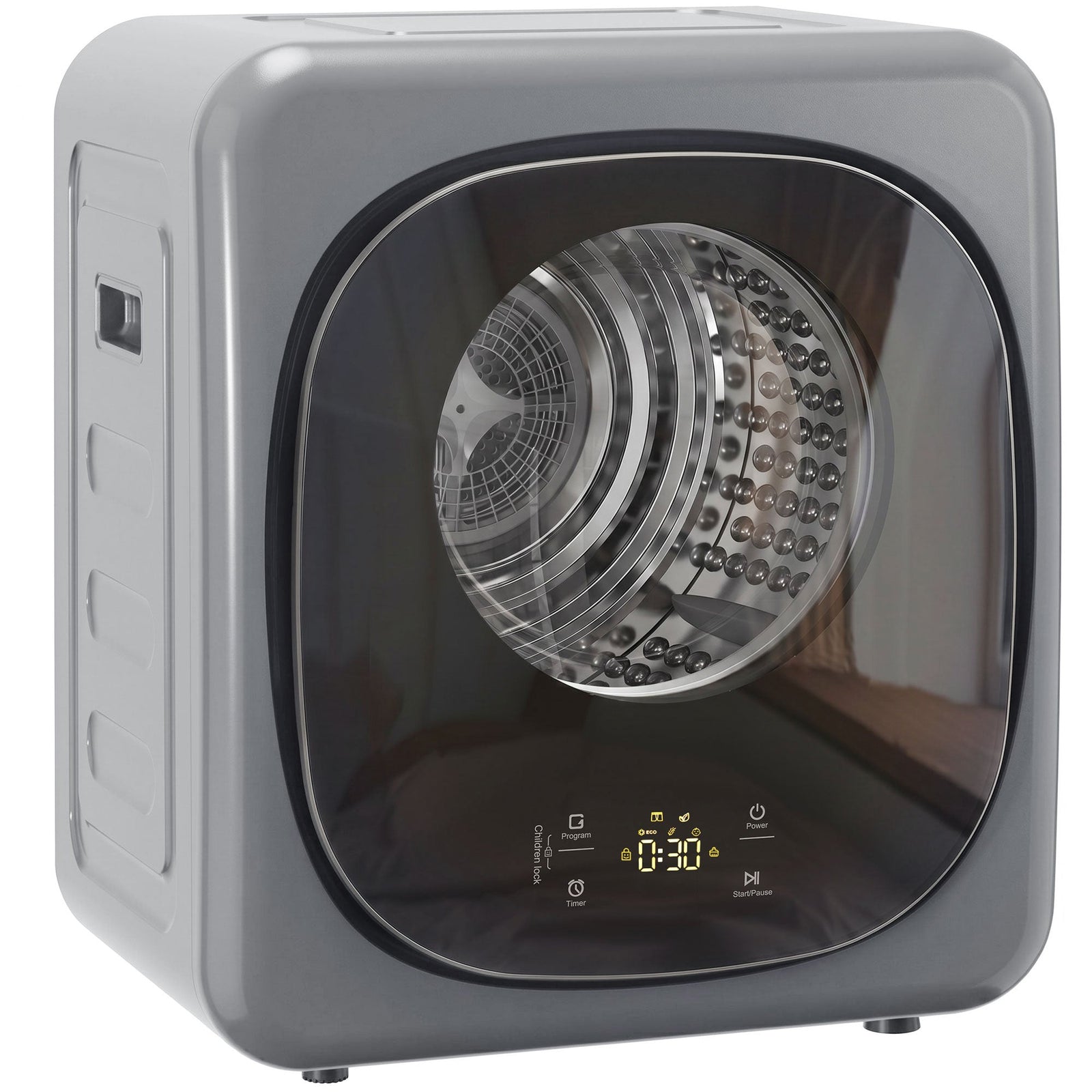 HOMCOM 4kg Vented Tumble Dryer with 5 Drying Mode, 800W Compact Freestanding Front Tumble Dryer, Silver