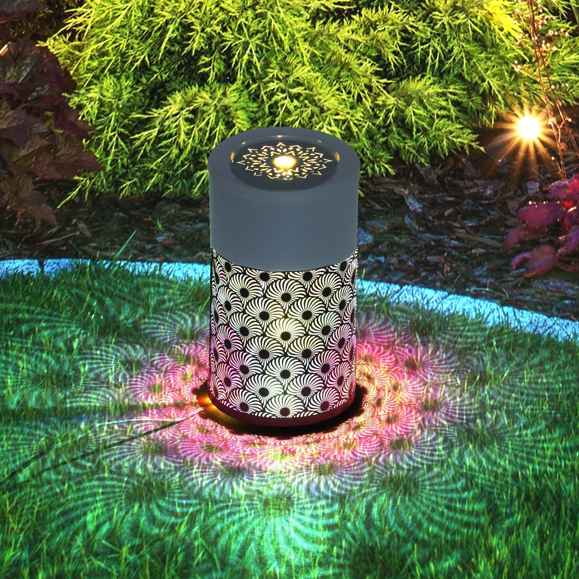 Outsunny 30 cm Tall Garden Waterfall Fountain with LED Lights and Pump, Garden Water Feature Water Fountain with Adjustable Flow and Cut-out Design for Indoor and Outdoor Decor, Light Grey