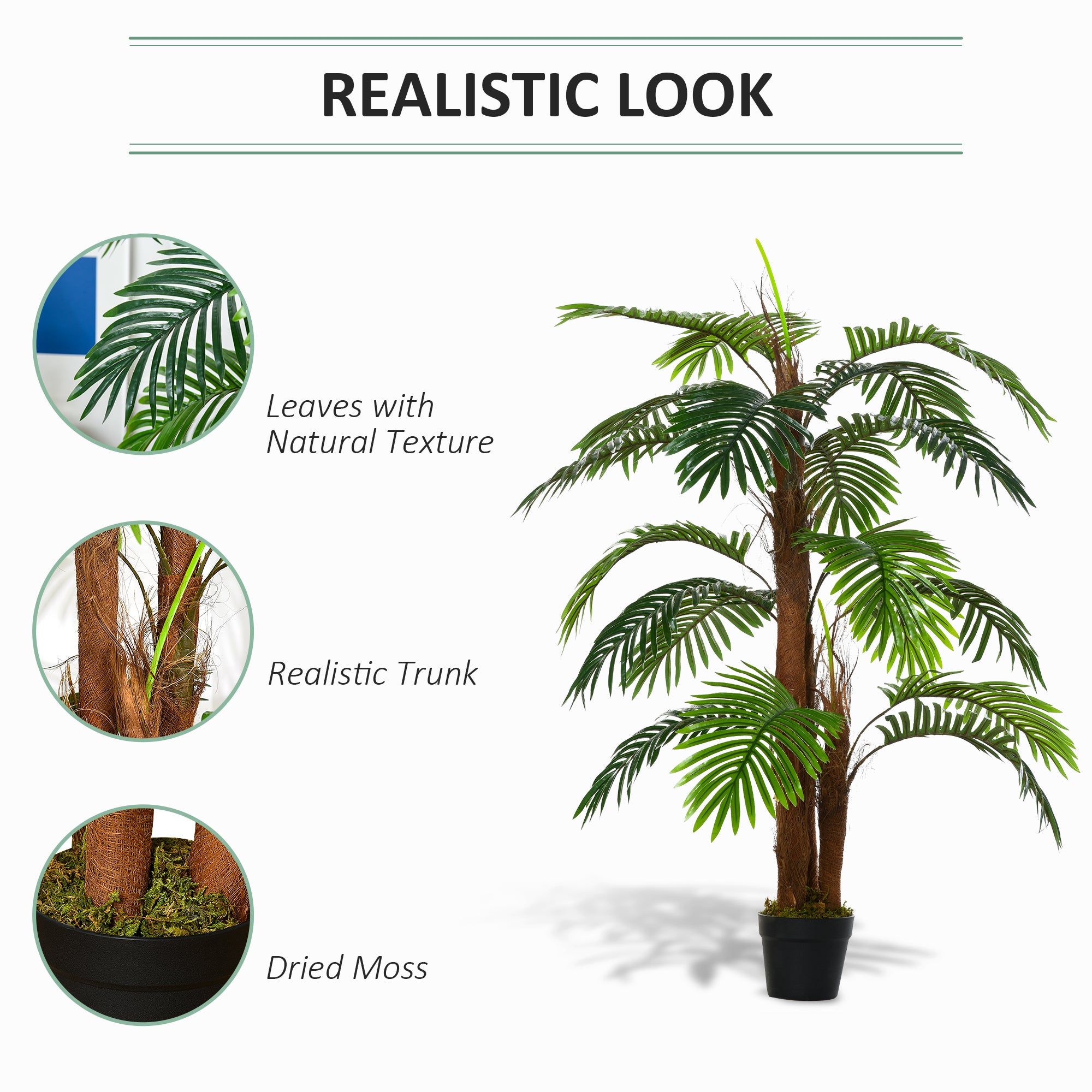 Outsunny Artificial Plant Bamboo Artificial Tree Height 120 cm with Pot for Home Indoor Decor