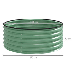 Outsunny Galvanised Raised Garden Bed with Safety Edging, Outdoor Raised Planter Box with Gloves, 120 x 120 x 43cm, Light Green