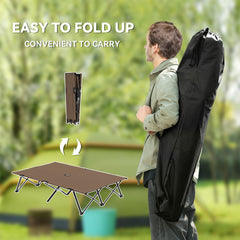 Outsunny Double Camping Cot Bed, with Bag - Khaki