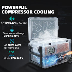 Outsunny 42.5L Compressor Car Fridge Freezer, Camping Refrigerator with App Control, 20°C-20°C
