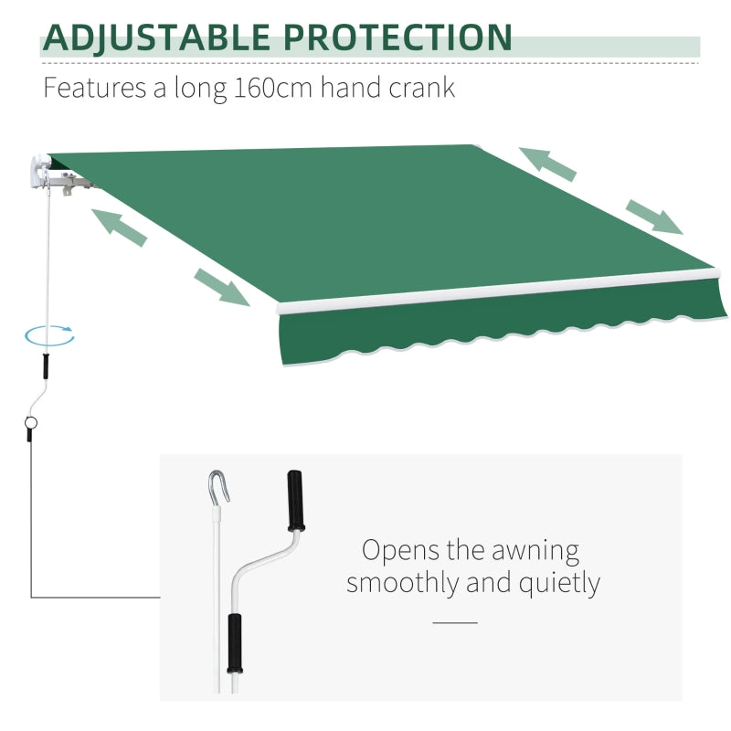 4x3m Retractable Manual Awning - Wine Red/Green