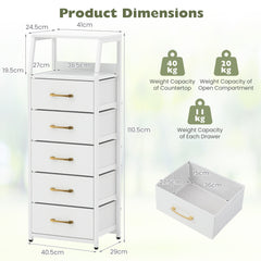 5-Drawer Storage Cabinet with Detachable Foldable Fabric Drawers and Anti-Tipping Kits-White