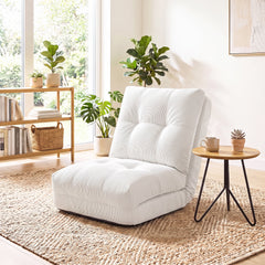 5-Level Adjustable Floor Chair for Adults with Back Support and Comfy Padded Cushions-White