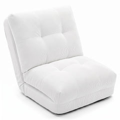 5-Level Adjustable Floor Chair for Adults with Back Support and Comfy Padded Cushions-White