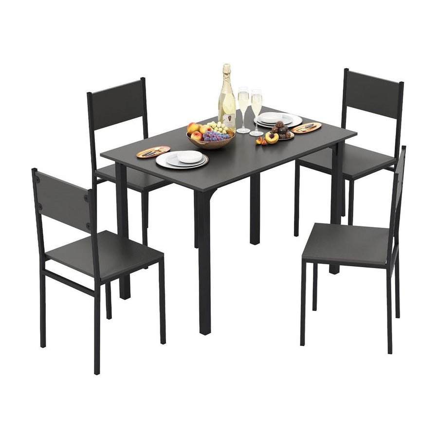 5-Piece Modern Kitchen Dining Room Furniture with Wood Rectangular Table-Grey