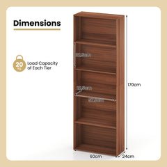 5-Tier Bookshelf with Freestanding Display Shelf and Storage Organizer for Living Room-Brown