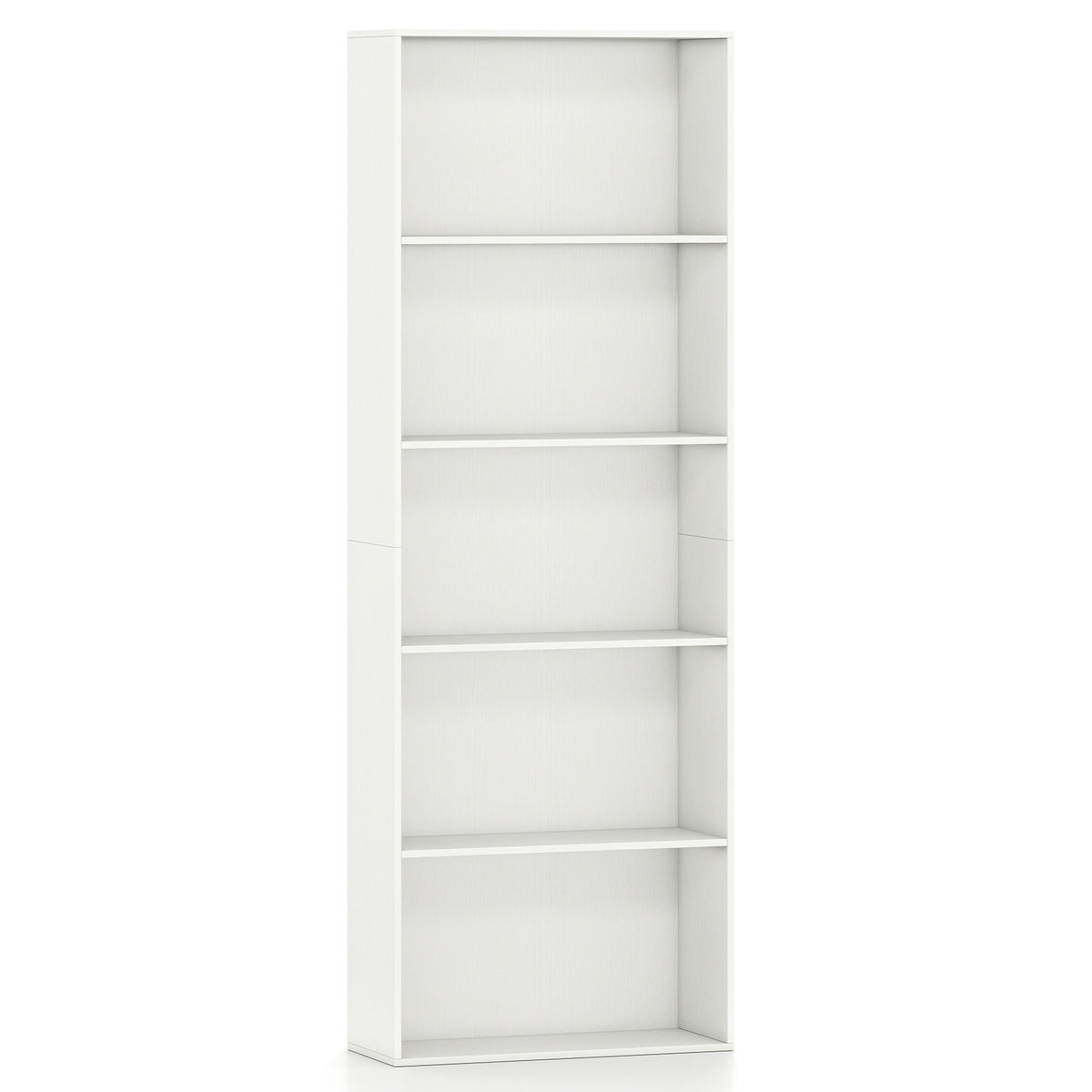 5-Tier Bookshelf with Freestanding Display Shelf and Storage Organizer for Living Room-White