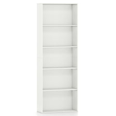 5-Tier Bookshelf with Freestanding Display Shelf and Storage Organizer for Living Room-White