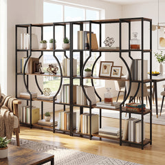 5-Tier Industrial Geometric Display Shelf with Open Shelves-Rustic Brown