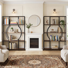 5-Tier Industrial Geometric Display Shelf with Open Shelves-Rustic Brown