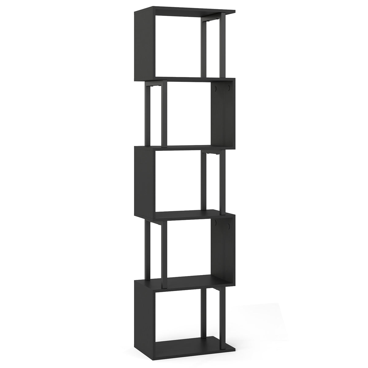 5-Tier Modern Bookshelf with Metal Frame for Home Office-Black