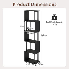 5-Tier Modern Bookshelf with Metal Frame for Home Office-Black