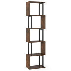 5-Tier Modern Bookshelf with Metal Frame for Home Office-Rustic Brown
