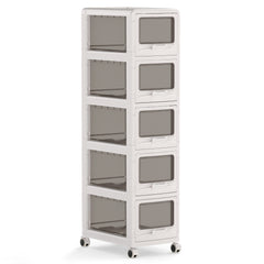 5-Tier Plastic Drawer Storage Organizer Rolling Cart with 5 Drawers