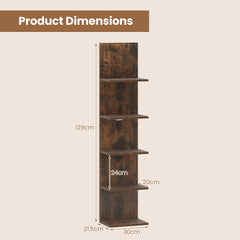 5-Tier Wall Shelves Vertical Floating Storage Shelf Unit-Rustic Brown