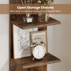 5-Tier Wall Shelves Vertical Floating Storage Shelf Unit-Rustic Brown