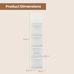 5-Tier Wall Shelves Vertical Floating Storage Shelf Unit-White