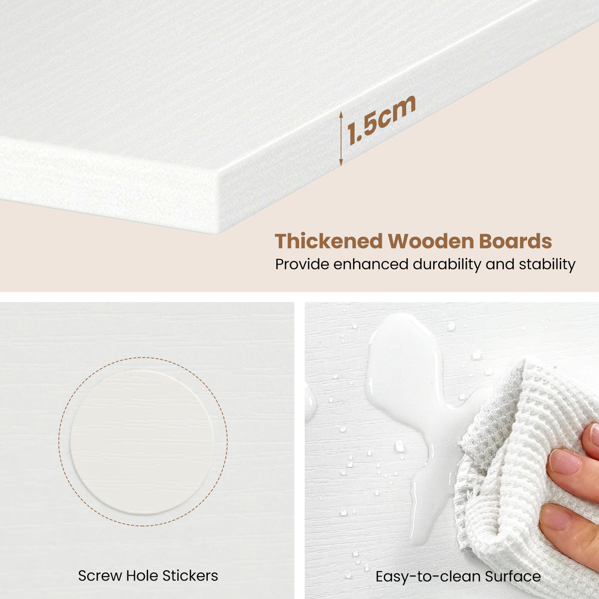 5-Tier Wall Shelves Vertical Floating Storage Shelf Unit-White