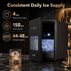 5 cm Ice Ball Maker with Self-Cleaning for Whiskey Cocktail Home Bar-Black