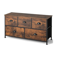 5-Drawer Multifunction Dresser with Foldable Drawers and Wooden Top shown against a white background