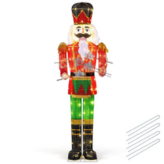5 ft Lighted Animated Christmas Nutcracker with Playing Hands and 100 Warm White LED Lights