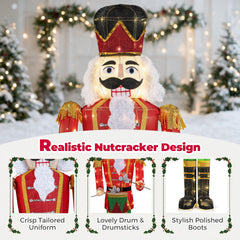 5 ft Lighted Animated Christmas Nutcracker with Playing Hands and 100 Warm White LED Lights