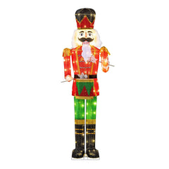 5 ft Lighted Animated Christmas Nutcracker with Playing Hands and 100 Warm White LED Lights