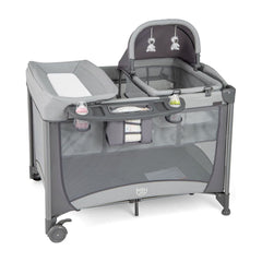 5 in 1 Portable Nursery Center in grey with bassinet and changing top