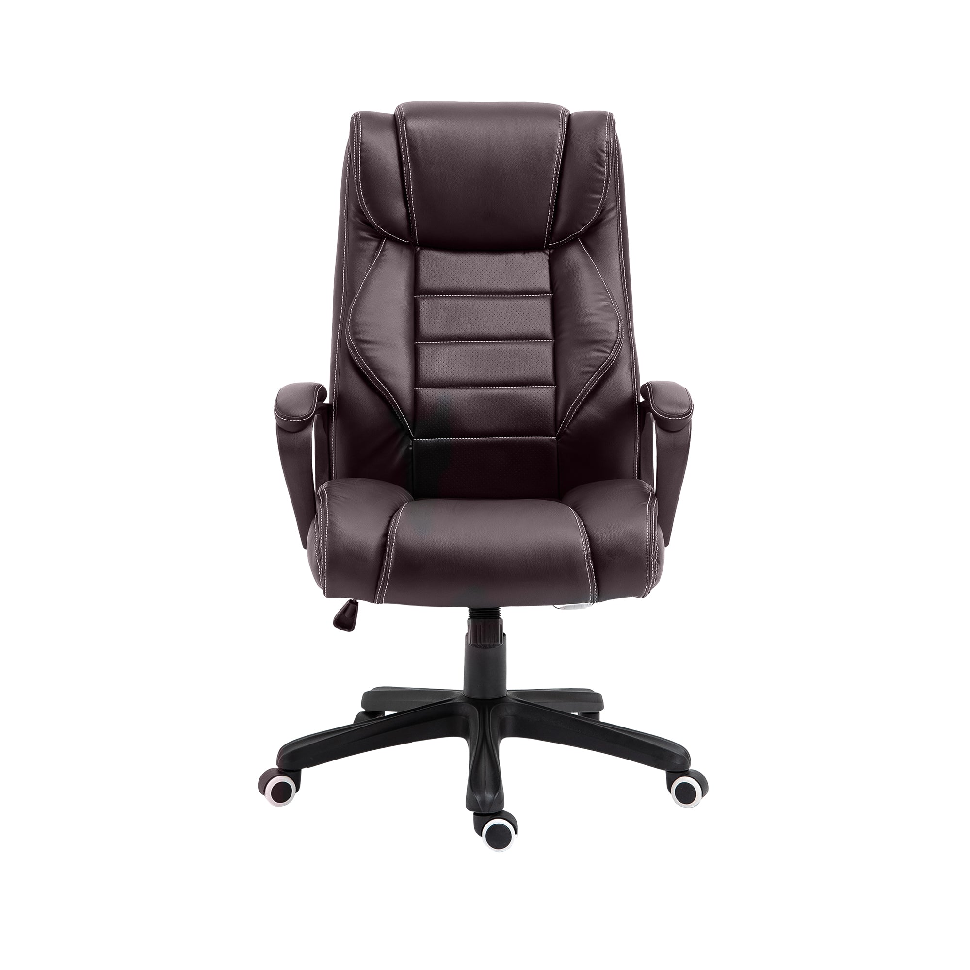 Vinsetto Office Chair with 6-Point Maaage, PU Desk Chair with Padded Seat and Armrest, Computer Chair with Tilt Function for Home, Brown