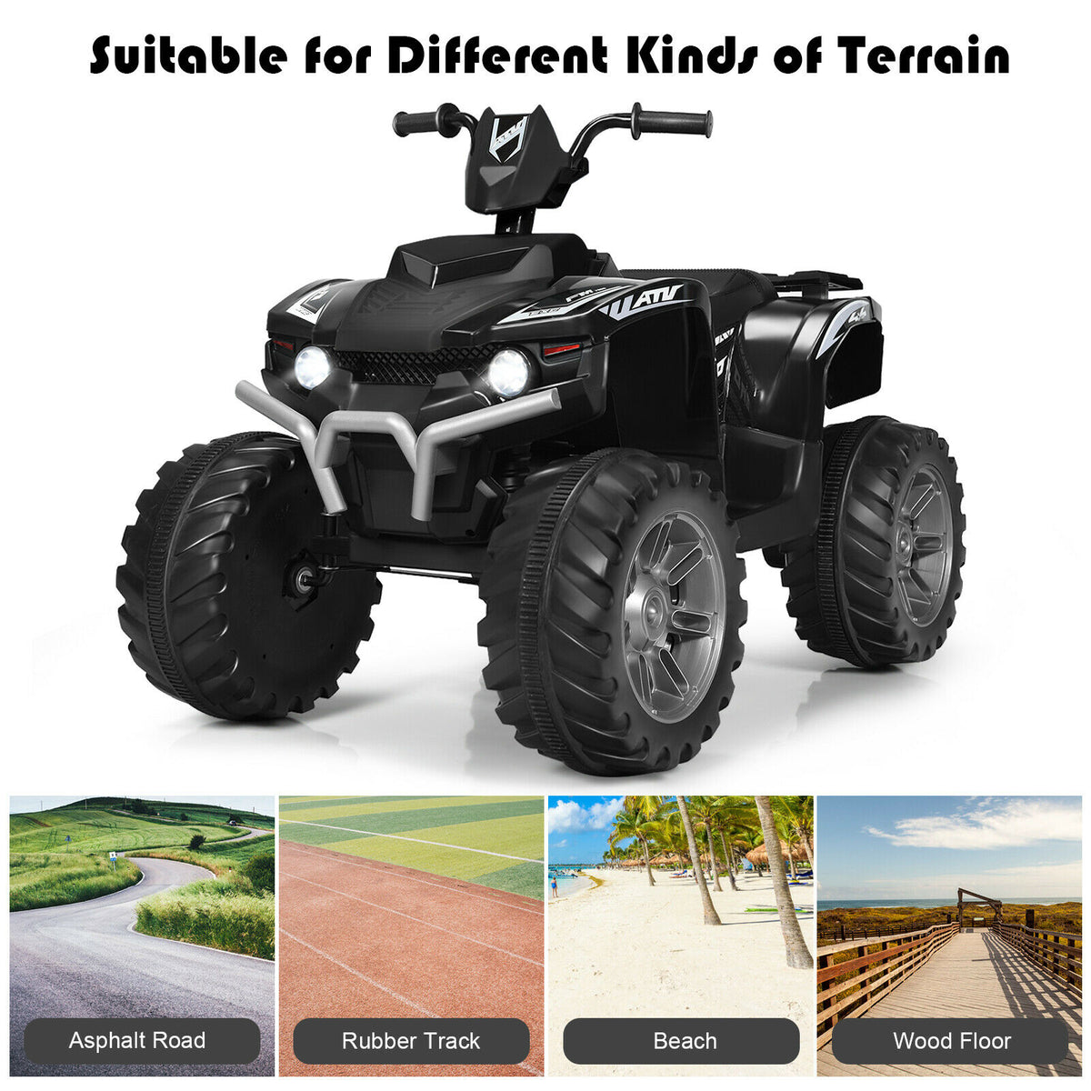 12v Electric Kids Ride On ATV / Quad Bike-Black