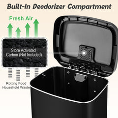 50 L Stainless Steel Step Trash Can with Deodorizer Compartment-Black