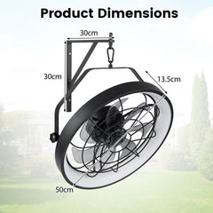 50cm Wall Mounted Fan with 3CCT Dimmable LED Light and Memory Function for Living Room-Black