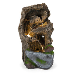 53cm Outdoor Water Fountain 4-Tier Tabletop Cascading Rock Waterfall Feature with 3 LED Lights and Pump